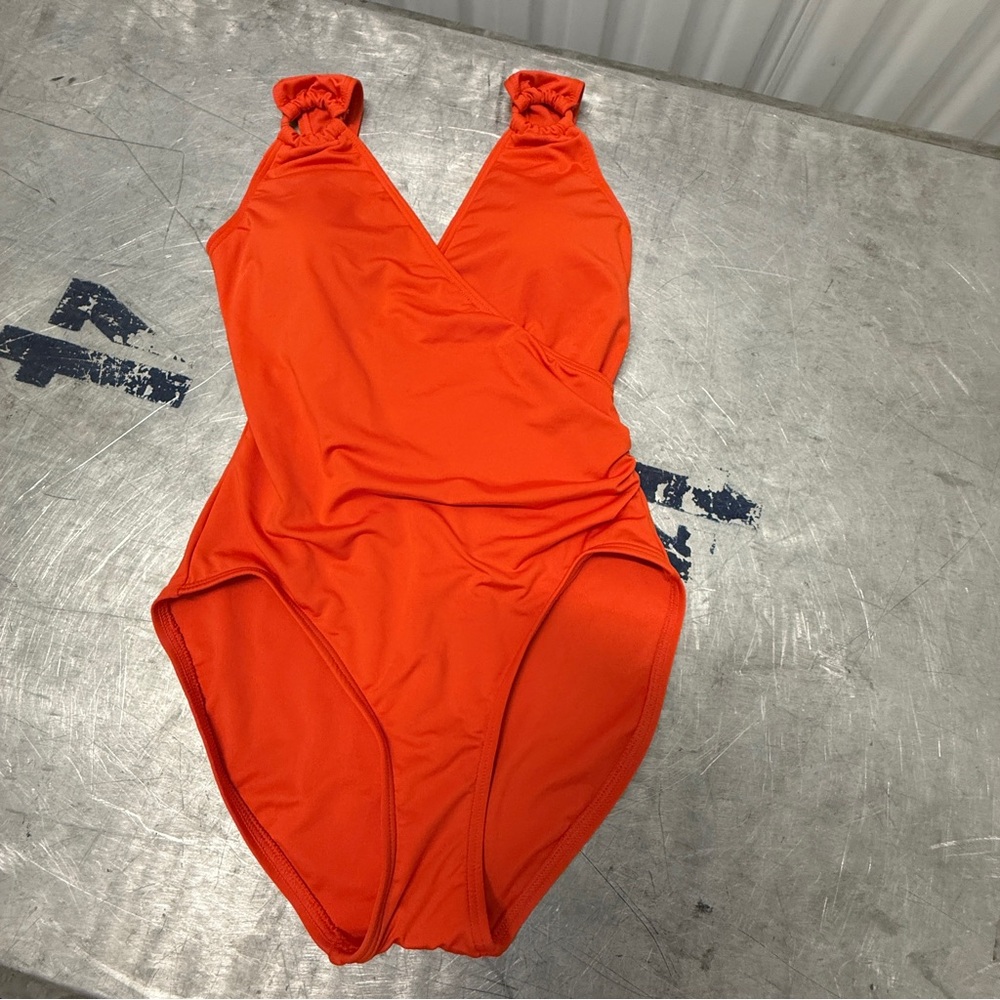 Carmen Marc Valvo Bright Orange One-Piece Swimsuit